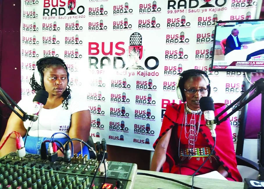 Guests at the Bus Radio studio